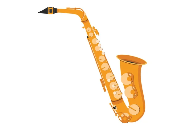 Saxofonový Vektor Saxophone Dechové Nástroje Hudební Rákosí Plochý Styl Vektorové — Stockový vektor