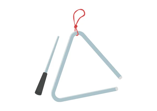 Stål Triangel Musikinstrument Platt Stil Vektor Illustration Isolerad Vit Bakgrund — Stock vektor