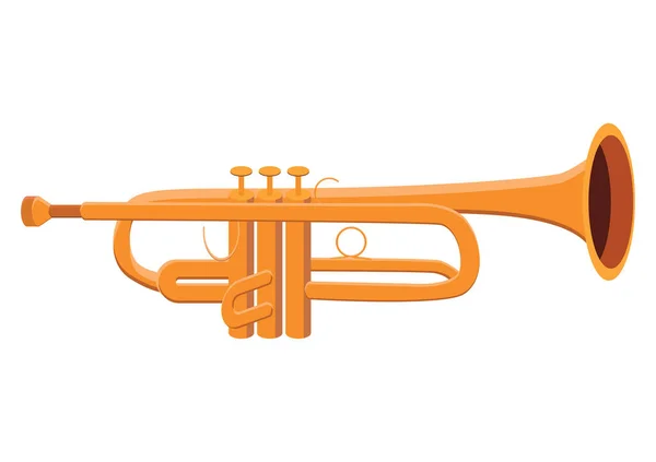 Žlutý Trumpetový Vektor Trumpet Plochý Styl Vektorové Ilustrace Izolované Bílém — Stockový vektor