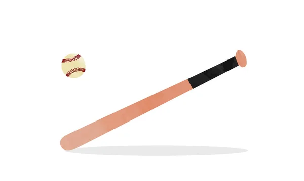 Baseballové Netopýří Klima Jednoduchá Dřevěná Baseballová Pálka Akvarel Styl Vektorové — Stockový vektor