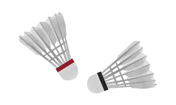 Badminton Federbälle Klicken Federball Aquarell Vektorillustration Isoliert Auf Weißem Hintergrund — Stockvektor