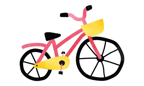 Einfaches Farbiges Handgezeichnetes Doodle Fahrrad Fahrrad Aquarell Illustration Isoliert Auf — Stockvektor