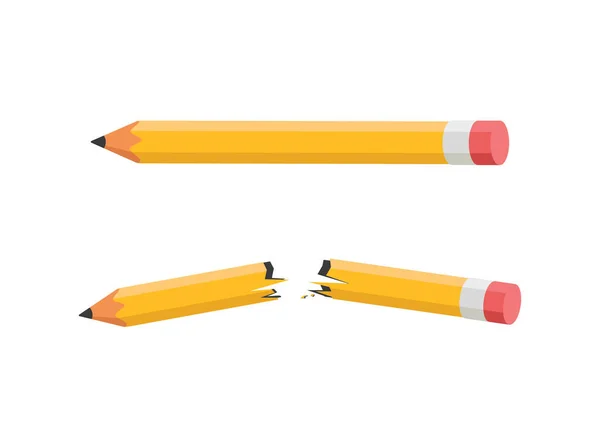 Złamany Wektor Ołówka Pęknięty Ołówek Izometryczny Styl Wektor Ilustracji Izolowane — Wektor stockowy