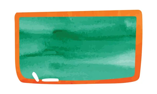 Lavagna Verde Con Cornice Legno Stile Acquerello Disegnato Mano Doodle — Vettoriale Stock