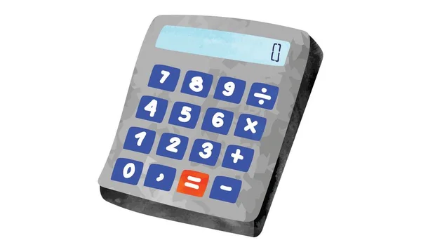 Kalkulator Akwarela Ręka Rysować Wektor Izolować Biały Tło Akwarela Kalkulator — Wektor stockowy
