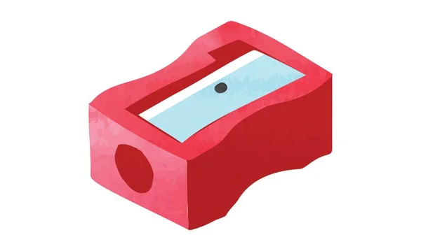 Bleistiftspitzer Aquarell Stil Vektordesign Illustration Isoliert Auf Weißem Hintergrund Roter — Stockvektor