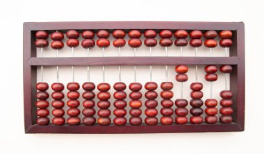 Tahta Çin Abaküsü - Suanpan klasik antik hesap makinesi 2021 ön görünümü beyaz arkaplanda izole