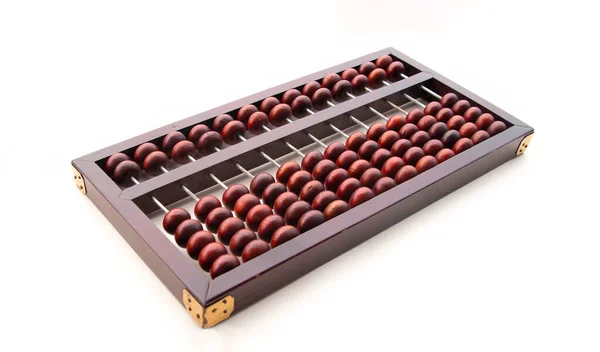 Abacus Chinês Madeira Suanpan Calculadora Antiga Clássica Esquerda Abaixo Vista — Fotografia de Stock