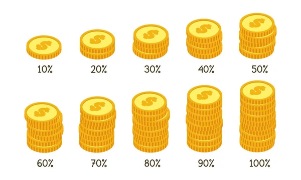 Conjunto Pila Monedas Isométricas Para Ilustración Diseño Vectores Clipart Infografías — Vector de stock