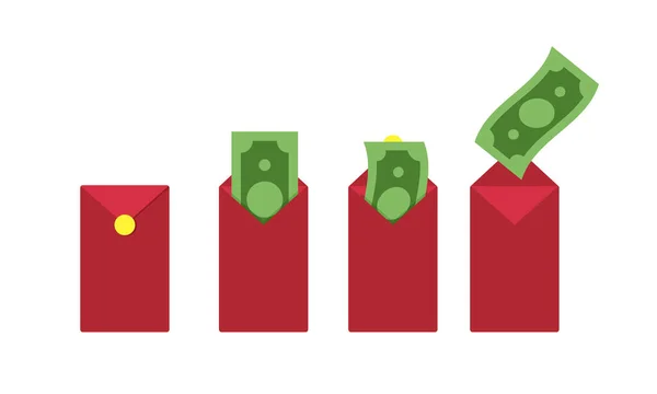 Иллюстрация Векторного Дизайна Клипартов Удачу Зеленая Банкнота Бумажные Банкноты Упакованы — стоковый вектор