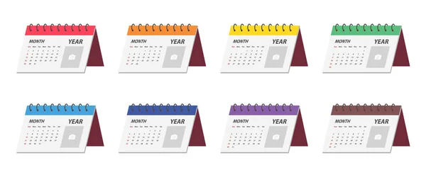 Sada Vícebarevných Ilustrací Kliparty Kalendáře Jednoduchý Návrh Plochého Vektoru Kalendáři — Stockový vektor