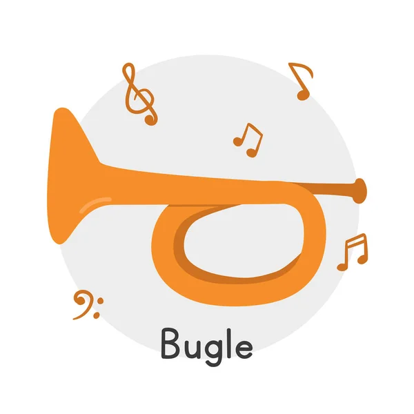 Bugle Oro Clipart Estilo Dibujos Animados Simple Linda Corneta Latón — Vector de stock