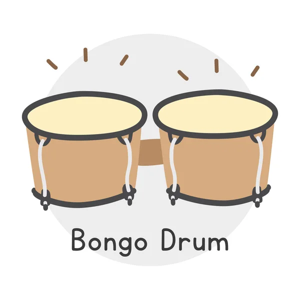 Bongo Tambour Clipart Style Dessin Animé Simple Tambour Bongo Brun — Image vectorielle