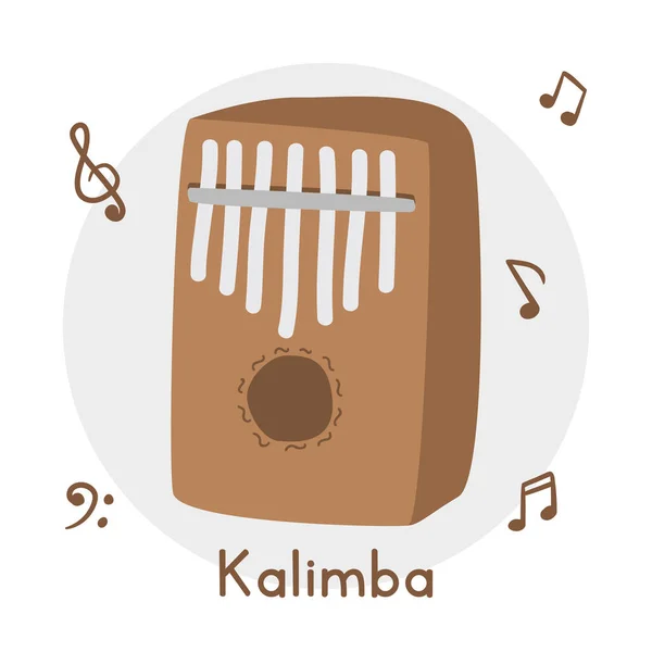 Estilo Cartoon Clipart Kalimba Simples Bonito Madeira Kalimba Africano Instrumento — Vetor de Stock