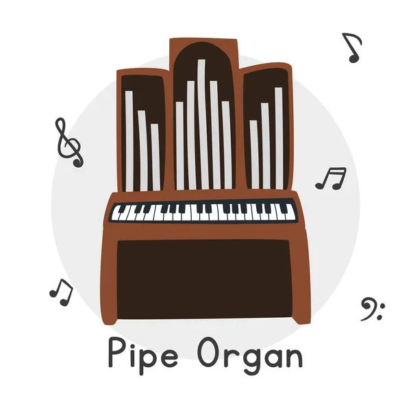 Tubo Órgão Clipart Estilo Cartoon Simples Bonito Madeira Igreja Órgão — Vetor de Stock