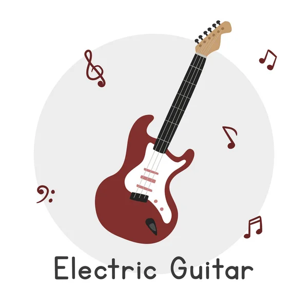 Guitarra Elétrica Clipart Estilo Cartoon Simples Bonito Guitarra Elétrica Vermelha — Vetor de Stock