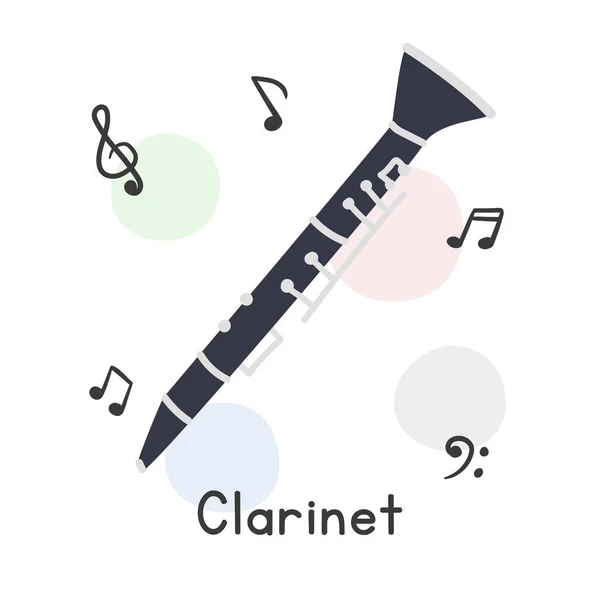 Clarinette Clipart Style Dessin Animé Illustration Vectorielle Plate Simple Instrument — Image vectorielle