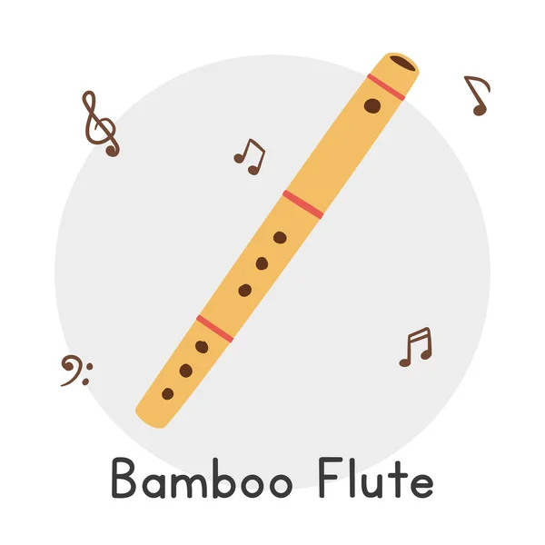 Flauta Bambú Clipart Estilo Dibujos Animados Simple Flauta Madera Instrumento — Vector de stock