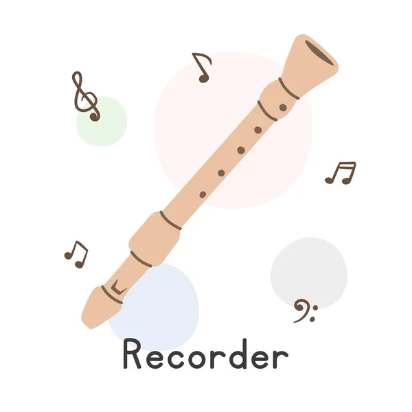Grabadora Clipart Estilo Dibujos Animados Grabadora Flauta Simple Instrumento Viento — Vector de stock