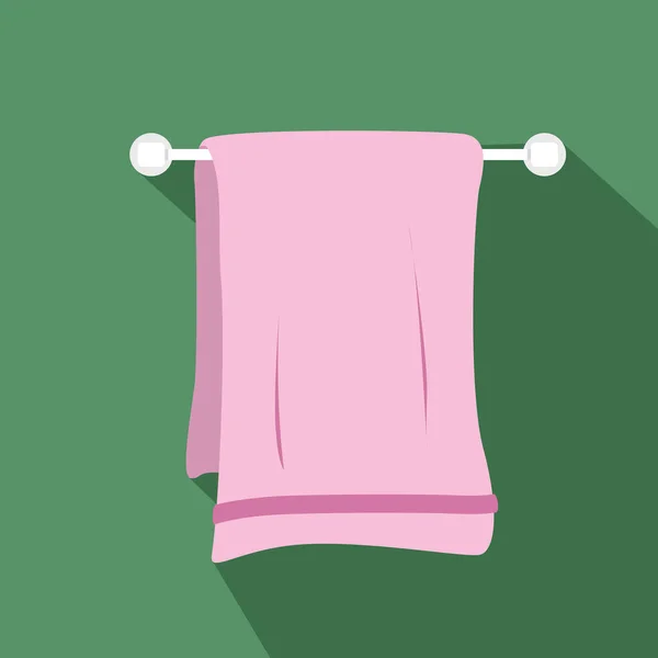 Badhanddoek Met Lange Schaduw Vlakke Stijl Vector Illustratie Eenvoudige Doek — Stockvector