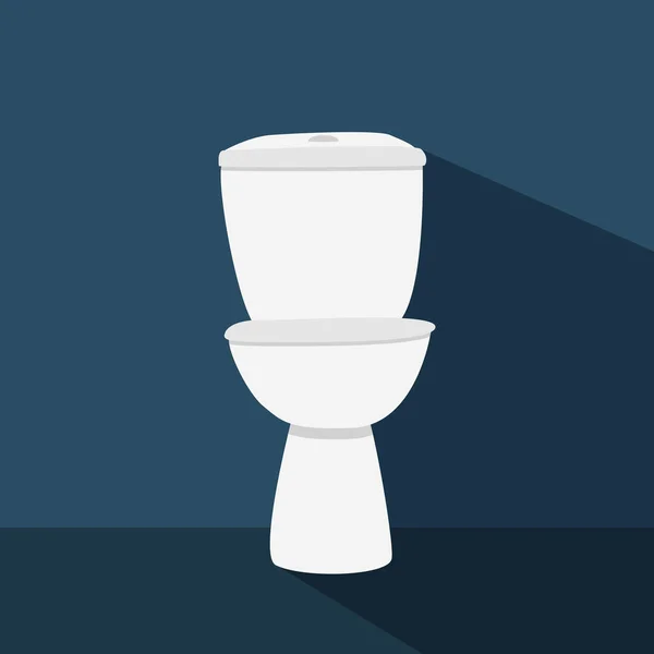 Toiletpot Met Lange Schaduw Vlakke Stijl Vector Illustratie Eenvoudige Toiletpot — Stockvector