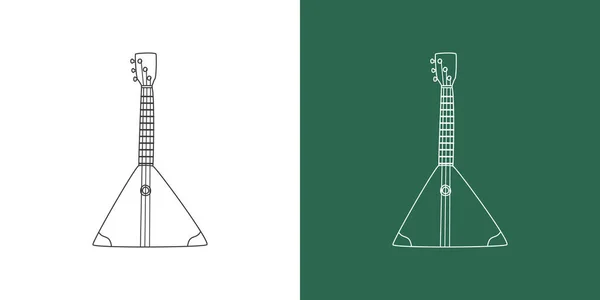 Línea Balalaika Dibujo Estilo Dibujos Animados Instrumento Cuerda Ruso Tradicional — Vector de stock