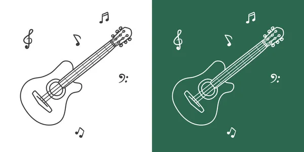 Векторный Дизайн Линии Акустической Гитары Рисунок Клипарта Гитары Струнном Инструменте — стоковый вектор