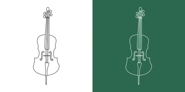 Linha Violoncelo Desenho Estilo Cartoon String Instrumento Violoncelo Clipart Desenho — Vetor de Stock