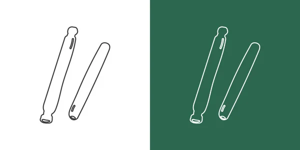 Ξύλινα Claves Γραμμή Σχέδιο Στυλ Κινουμένων Σχεδίων Κρουστικό Όργανο Claves — Διανυσματικό Αρχείο
