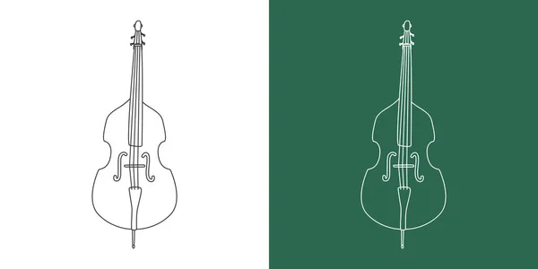 Dvojitá Basová Čára Kreslení Kreslený Styl String Instrument Double Bass — Stockový vektor