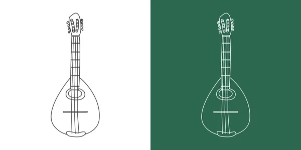 Mandoline Ligne Dessin Style Dessin Animé Instrument Cordes Mandoline Clipart — Image vectorielle