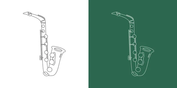 Linia Saksofonu Alto Rysunek Stylu Kreskówki Mosiężny Instrument Alto Saksofon — Wektor stockowy