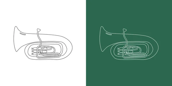 Tuba Linje Ritning Tecknad Stil Mässing Instrument Tuba Clipart Ritning — Stock vektor