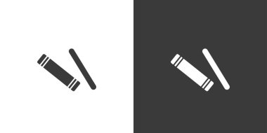 Claves düz web simgesi. Tahta klavye logosu tasarımı. Perküsyon enstrümanı basit çift tırnak işareti siluet simgesi ve ters renk. Claves katı siyah simge vektör tasarımı. Müzik aletleri konsepti