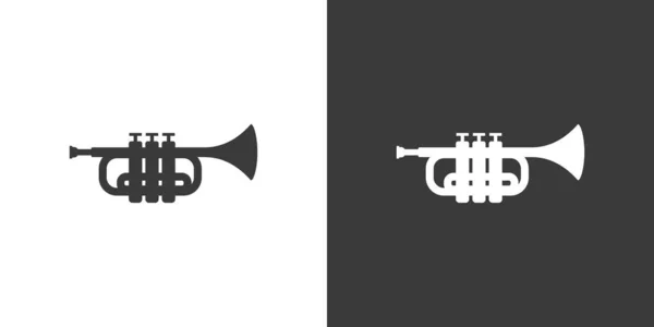 Trumpetová Plochá Webová Ikona Design Loga Trumpety Mosazné Nástroje Jednoduché — Stockový vektor