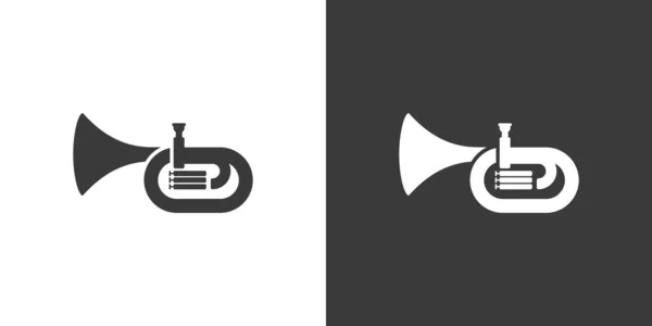チューバフラットウェブアイコン チューバのロゴデザイン 逆色の真鍮楽器シンプルなチューバサインシルエットアイコン チューバソリッドブラックアイコンベクトルデザイン 楽器のコンセプト — ストックベクタ
