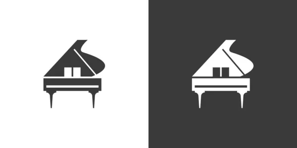 Nagy Zongora Lapos Web Ikon Piano Logó Design Hangszer Egyszerű — Stock Vector