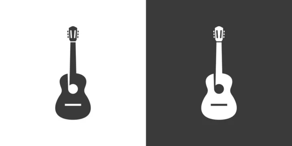 Klasik Gitar Düz Web Ikonu Gitar Logosu Tasarımı Enstrümanı Basit — Stok Vektör