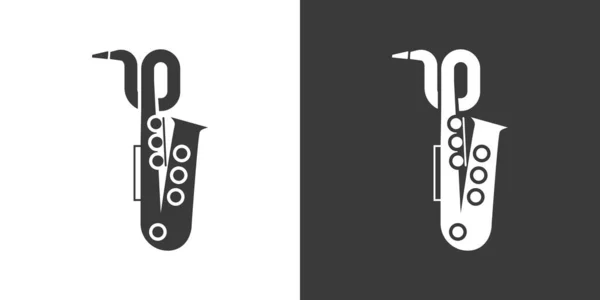 Bariton Saksafon Düz Ikonu Saksafon Logosu Tasarımı Pirinç Enstrüman Basit — Stok Vektör