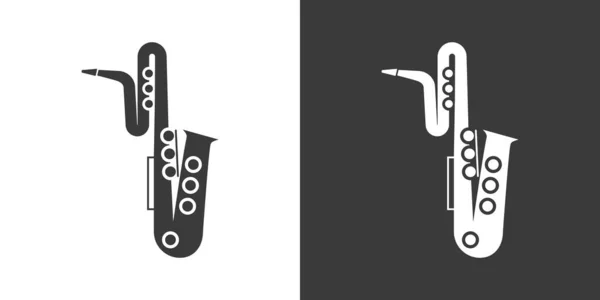 Bas Saksafon Düz Web Simgesi Saksafon Logosu Tasarımı Pirinç Enstrüman — Stok Vektör