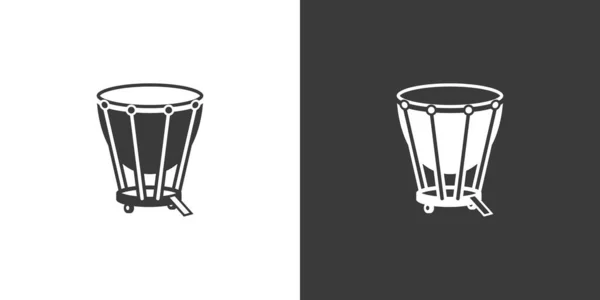 팀파니 아이콘 팀파니 디자인 타악기 Timpani 드럼은 무색의 실루엣 아이콘을 — 스톡 벡터