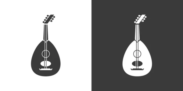 Icono Web Plano Laúd Diseño Del Logotipo Lute Instrumento Cuerda — Vector de stock