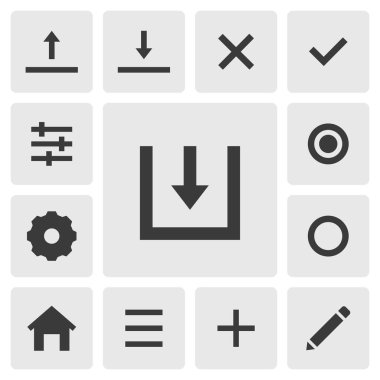 Simge vektör tasarımını kaydet. Basit bir akıllı telefon uygulaması simgeleri silueti, koyu siyah simge. Telefon uygulama simgeleri konsepti. Kaydet, indir, yükle, seç, işaretle, ev, menü, ekle, düzenle