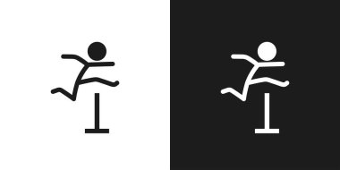 Engelli yarış ikonu pictogram vektör tasarımı. Çubuk adam engelli atlet vektör simgesi simgesi pictogram