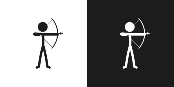 Bogenschießen Sport Symbol Piktogramm Vektor Design Strichmännchen Bogenschütze Sportler Vektor — Stockvektor