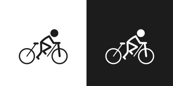 Fahrradsymbol Vektor Design Strichmännchen Mann Radfahrer Vektor Symbol Zeichen Symbol — Stockvektor