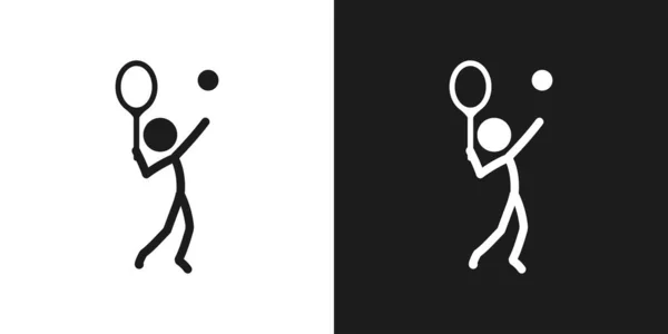 Εικονογράφημα Εικονίδιο Του Τένις Σχεδιασμό Διάνυσμα Stick Σχήμα Άνθρωπος Τενίστας — Διανυσματικό Αρχείο