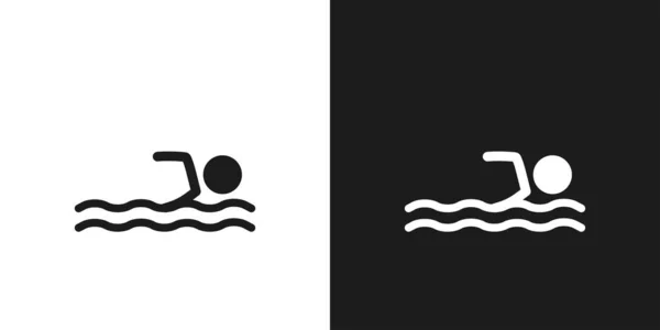 Schwimmen Symbol Piktogramm Vektor Design Strichmännchen Schwimmer Vektor Symbol Zeichen — Stockvektor