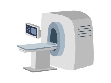 CT tarayıcı ya da MRI tarayıcı Clipart çizgi film stili. Bilgisayarlı tomografi tarayıcısı, Manyetik Rezonans Görüntüleme düz vektör çizim el çizim şekli. Hastane ve tıbbi ekipman kavramı