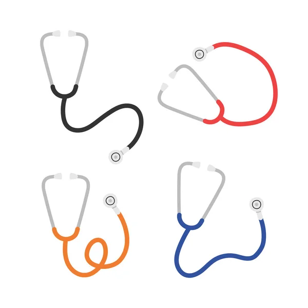 Stethoscope Clipart Cartoon Style Stethoscope Medical Phonendoscope Flat Vector Set — Stock Vector